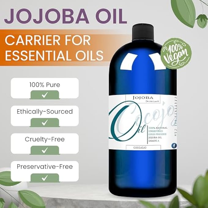 cocojojo JOJOBA OIL ORGANIC, JOJOBA OIL FOR HAIR GROWTH FOR SKIN, FACE, 100% PURE NATURAL, COLD PRESSED, DEEP MOISTURIZING ANTI-AGING, ESSENTIAL OILS - 8 FL OZ - Image 2